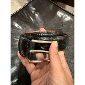 Allen Edmonds Mens Black Crocodile Embossed Leather Dress Belt 42 USA 91761